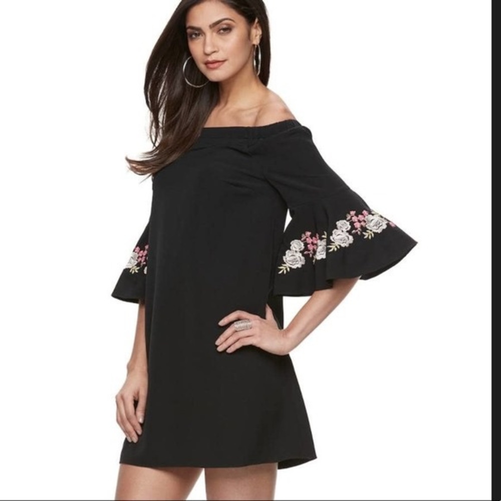 Never worn Jennifer Lopez black off shoulder dress